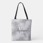 Silbernes Diamant-Glitter-Konfetti-Muster-Monogram Tasche (Rückseite)