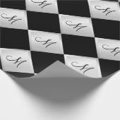 Silbernes Diamant-Muster-Monogramm-Packpapier Geschenkpapier (Ecke)