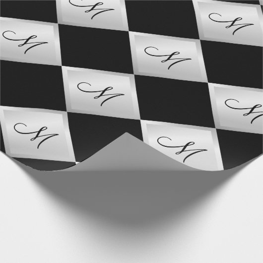 Silbernes Diamant-Muster-Monogramm-Packpapier Geschenkpapier (Ecke)