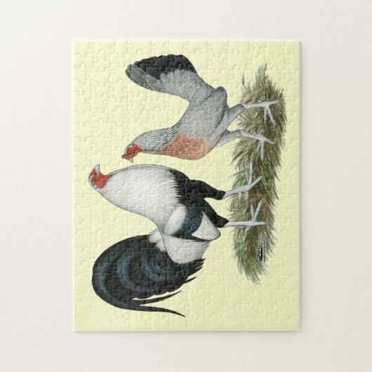 Silbernes Duckwing Gamefowl Puzzle (Vertikal)