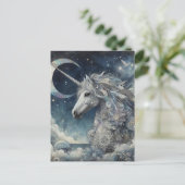 Silbernes Einhorn-Collage mit Mond Postkarte (Stehend Vorderseite)