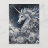 Silbernes Einhorn Collage Postkarte (Vorderseite)