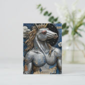 Silbernes Einhorn mit Muskel-Collage Postkarte (Stehend Vorderseite)