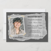 Silbernes Einklebebuch-Foto-Abschluss-Party laden Einladung (Vorderseite)