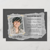 Silbernes Einklebebuch-Foto-Abschluss-Party laden Einladung (Vorne/Hinten)