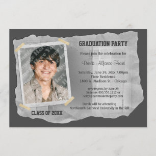 Silbernes Einklebebuch-Foto-Abschluss-Party laden Einladung