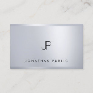 Silbernes Elegantes Monogramm Modernes Template Tr Visitenkarte