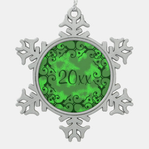 Silbernes Eleganz-Grün spielt Schneeflocken Zinn-Ornament