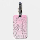 Silbernes Eleganz-Rosa personalisiert Gepäckanhänger (Rückseite vertikal)