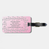 Silbernes Eleganz-Rosa personalisiert Gepäckanhänger (Rückseite horizontal)