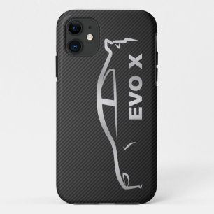 Silbernes Evo X Silhouette-Logo iPhone 11 Hülle