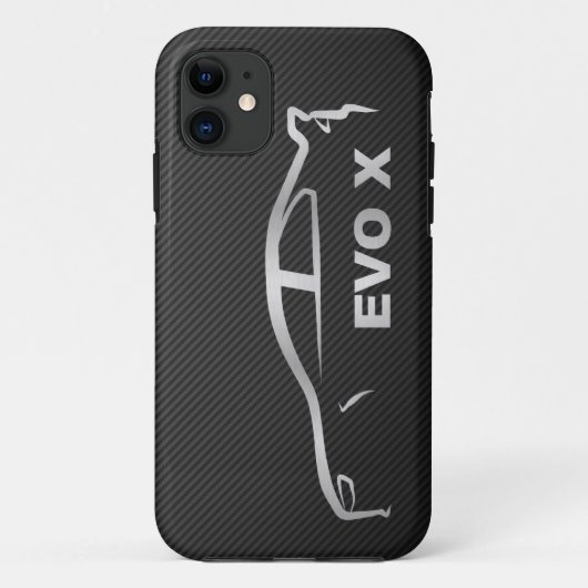 Silbernes Evo X Silhouette-Logo Case-Mate iPhone Hülle (Rückseite)
