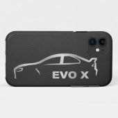 Silbernes Evo X Silhouette-Logo Case-Mate iPhone Hülle (Rückseite (Horizontal))