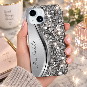 Silbernes falsches Glitter Glam Bling Personalisie Case-Mate iPhone Hülle