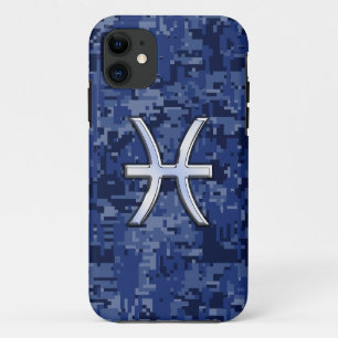 Silbernes Fische-Sternzeichen Navy Blau Digitale C Case-Mate iPhone Hülle