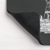 Silbernes Fischerboot auf Kohlenstoff-Faser Mousepad (Ecke)