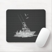 Silbernes Fischerboot auf Kohlenstoff-Faser Mousepad (Mit Mouse)