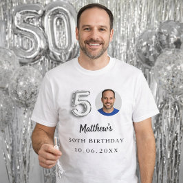 Silbernes Foto zum 50. Geburtstag T-Shirt