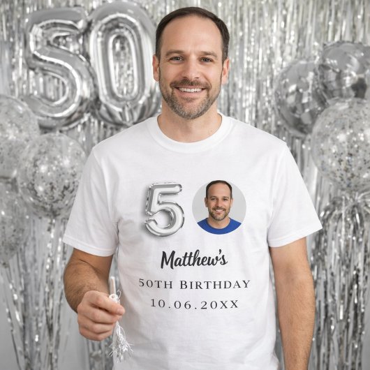 Silbernes Foto zum 50. Geburtstag T-Shirt