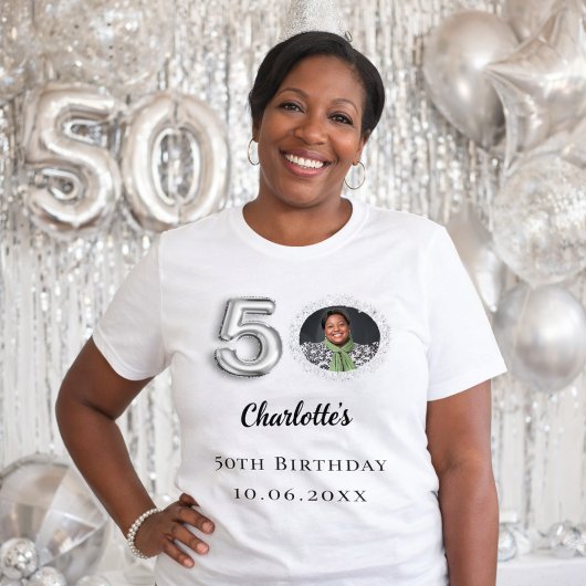Silbernes Foto zum 50. Geburtstag T-Shirt