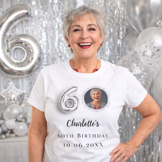 Silbernes Foto zum 60. Geburtstag T-Shirt