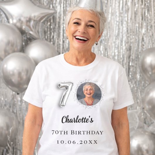 Silbernes Foto zum 70. Geburtstag T-Shirt