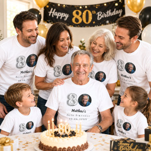 Silbernes Foto zum 80. Geburtstag T-Shirt
