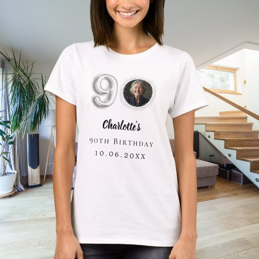 Silbernes Foto zum 90. Geburtstag T-Shirt