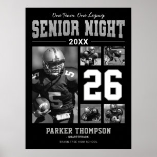 Silbernes Fotoposter für Senior Night Football Poster