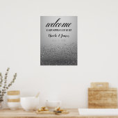 Silbernes funkelndes Glitter-Hochzeits-Willkommens Poster (Küche)