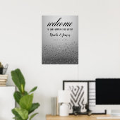 Silbernes funkelndes Glitter-Hochzeits-Willkommens Poster (Heimbüro)