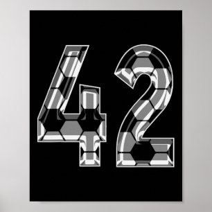 Silbernes Fußballmuster Nummer 42 Trikot Spieler T Poster