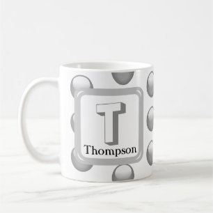 Silbernes geometrisches Monogramm Eleganter Polka- Kaffeetasse
