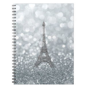 Silbernes Glitter Funkeln Paris Eiffelturm Glamour Notizblock