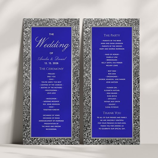 Silbernes Glitter-Hochzeitsprogramm Programm