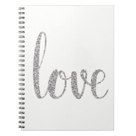 Silbernes Glitter-Liebenotizbuch Notizblock
