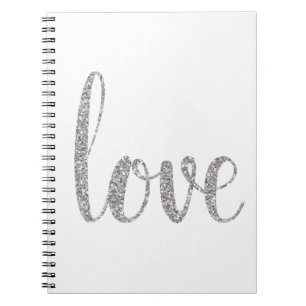 Silbernes Glitter-Liebenotizbuch Notizblock