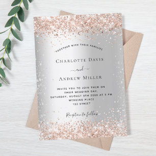 Silbernes Glitter-Roségold formelle Hochzeit Einladung
