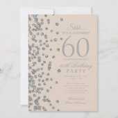 Silbernes Glitter-Überraschung 60. Geburtstag Cham Einladung (Vorderseite)