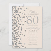 Silbernes Glitter-Überraschung 80. Geburtstag Cham Einladung (Vorderseite)