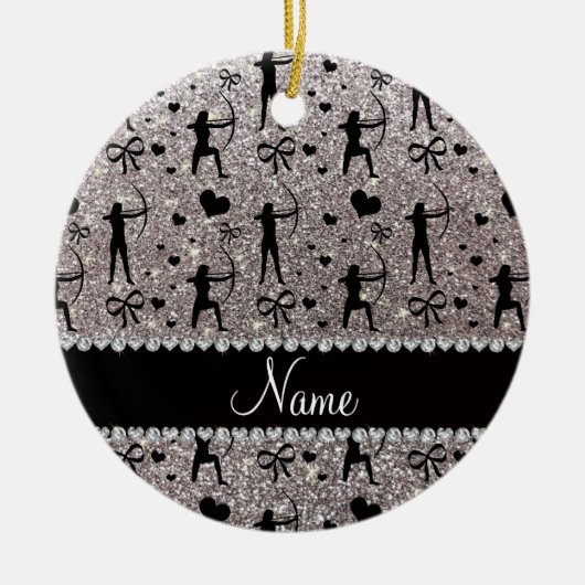 Silbernes Glitterbogenschießen des individuellen Keramik Ornament (Vorne)