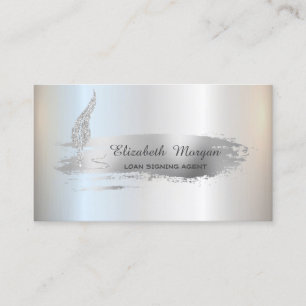 Silbernes Glitterfeder-Silberpinselstrich-Notar Visitenkarte
