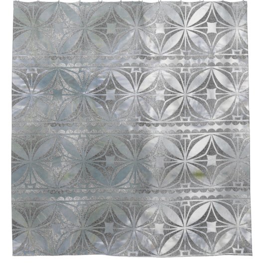 Silbernes Glittermuster auf Perlmutt Duschvorhang (Vorderseite)