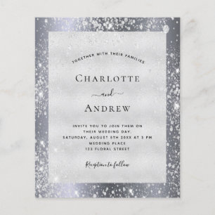 Silbernes Glitterpulver elegante Hochzeit Budget Flyer