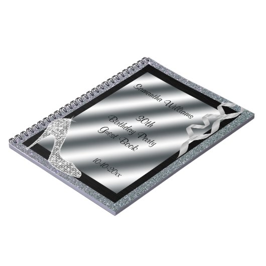 Silbernes Glittery Stilett u. Ausläufer-30. Notizblock (Linke Seite)