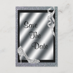 Silbernes Glittery Stilett u. Ausläufer-50. Save The Date