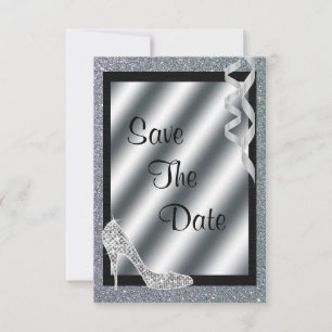 Silbernes Glittery Stilett u. Ausläufer-55. Save The Date