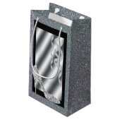 Silbernes Glittery Stilett u. Ausläufer-Bonbon 16 Kleine Geschenktüte (Rückseite Schrägansicht)