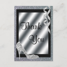 Silbernes Glittery Stilett u. Ausläufer danken Dankeskarte