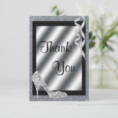 Silbernes Glittery Stilett u. Ausläufer danken Dankeskarte (Stehend Vorderseite)